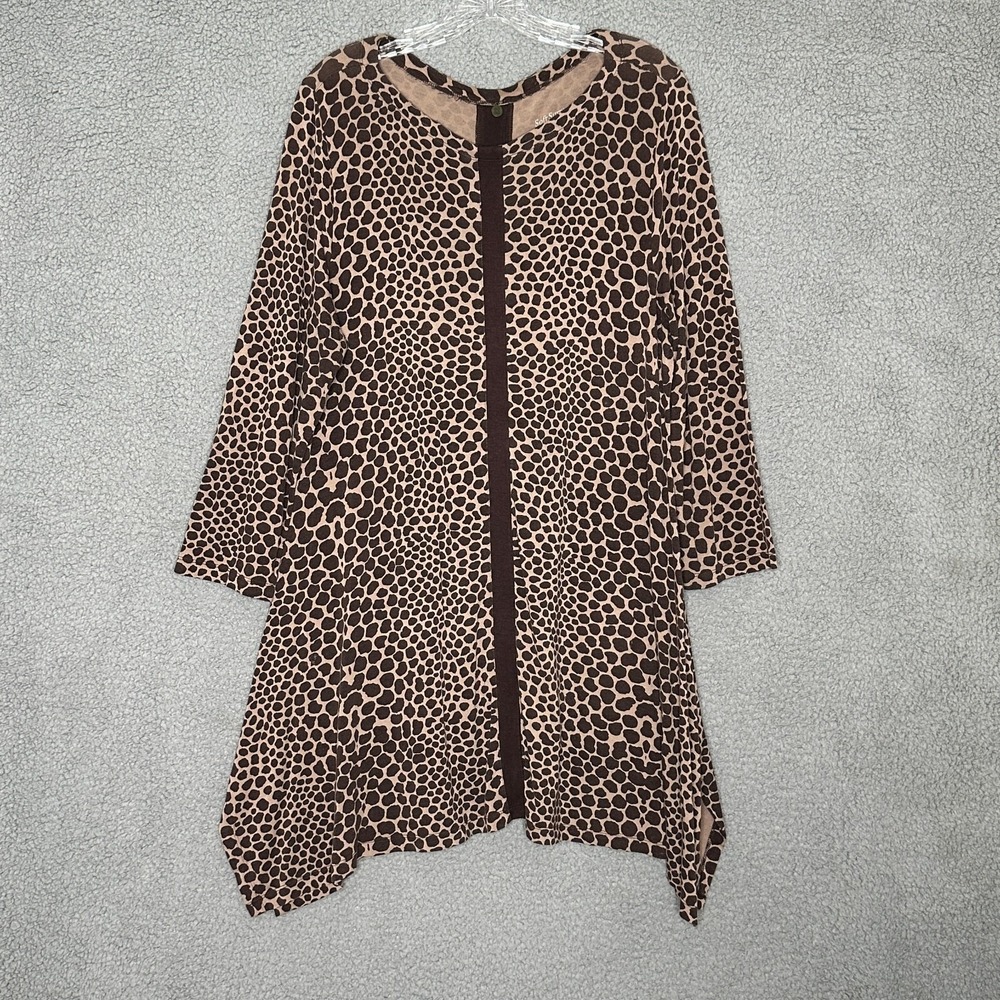 Soft Surroundings Tunic Top Brown Animal Print 3/4 Sleeve Casual Boho Everyday - Picture 2 of 9
